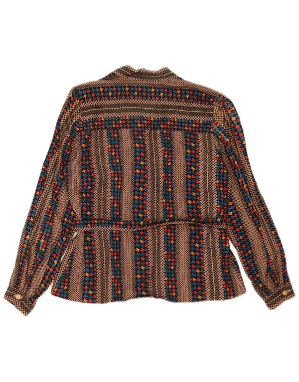 Damska bluzka z długim rękawem w stylu vintage, UK 14, średnie brązowe paski