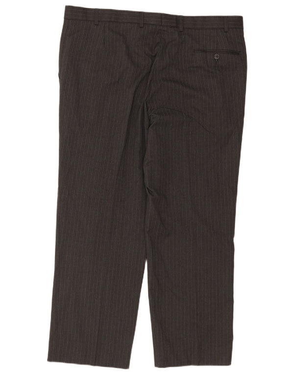 Męskie proste spodnie chino Marks & Spencer W40 L29 w szare prążki