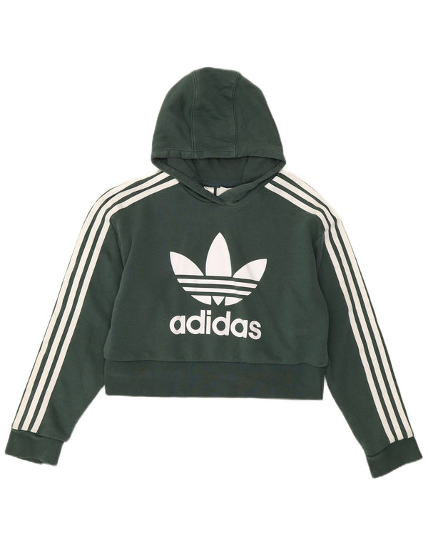 Adidas Dziewczęca bluza z kapturem z grafiką, 11-12 lat, zielona bawełna