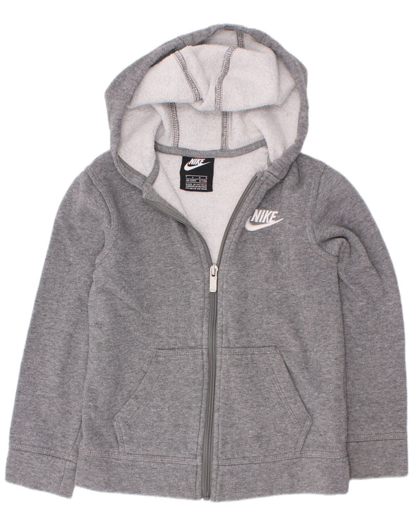Chłopięcy sweter z kapturem i zamkiem Nike w wieku 6-7 lat, duży, szary, nakrapiany, bawełniany