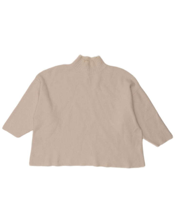 Damski sweter oversize z golfem Zara UK 14, średni biały
