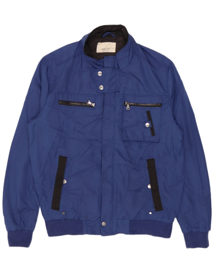 Męska kurtka bomberka ZARA UK 42 XL, niebieska, poliestrowa