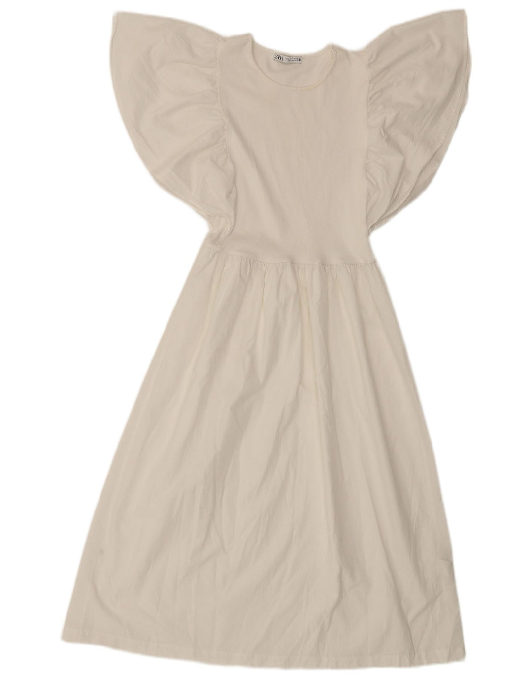 Damska sukienka o linii A w kształcie skrzydła nietoperza Zara UK 8, mała, złamana biel, poliester