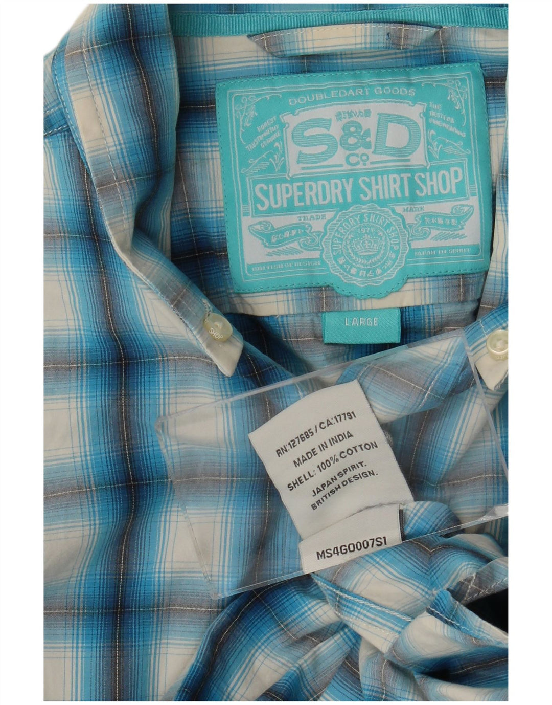 Koszula męska Superdry, bawełniana, w dużą niebieską kratkę