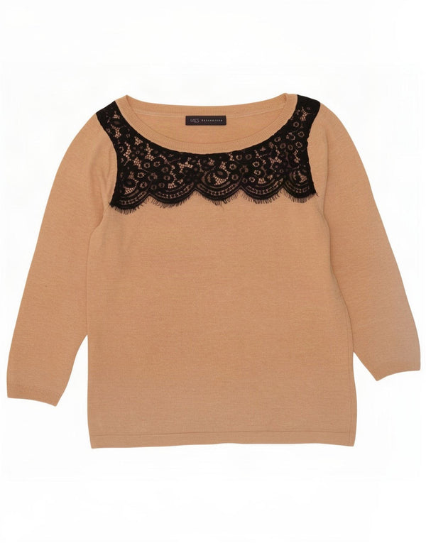 Marks & Spencer Damski sweter z dekoltem w łódkę, UK 10, mały, beżowy
