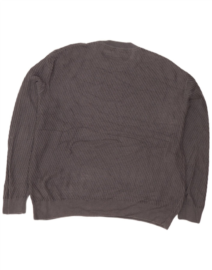 Męski sweter ZARA o luźnym kroju z okrągłym dekoltem, duży, szary