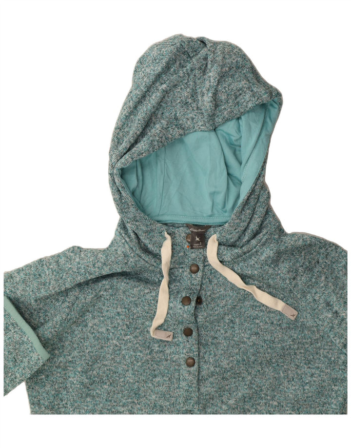 EDDIE BAUER Womens Button Neck Hoodie Jumper UK 10 Small Turquoise Vintage Eddie Bauer and Second-Hand Eddie Bauer from Messina Hembry 