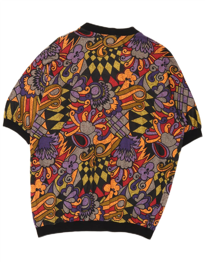 Vintage damski kardigan oversize UK 16, duży, wielokolorowy geometryczny