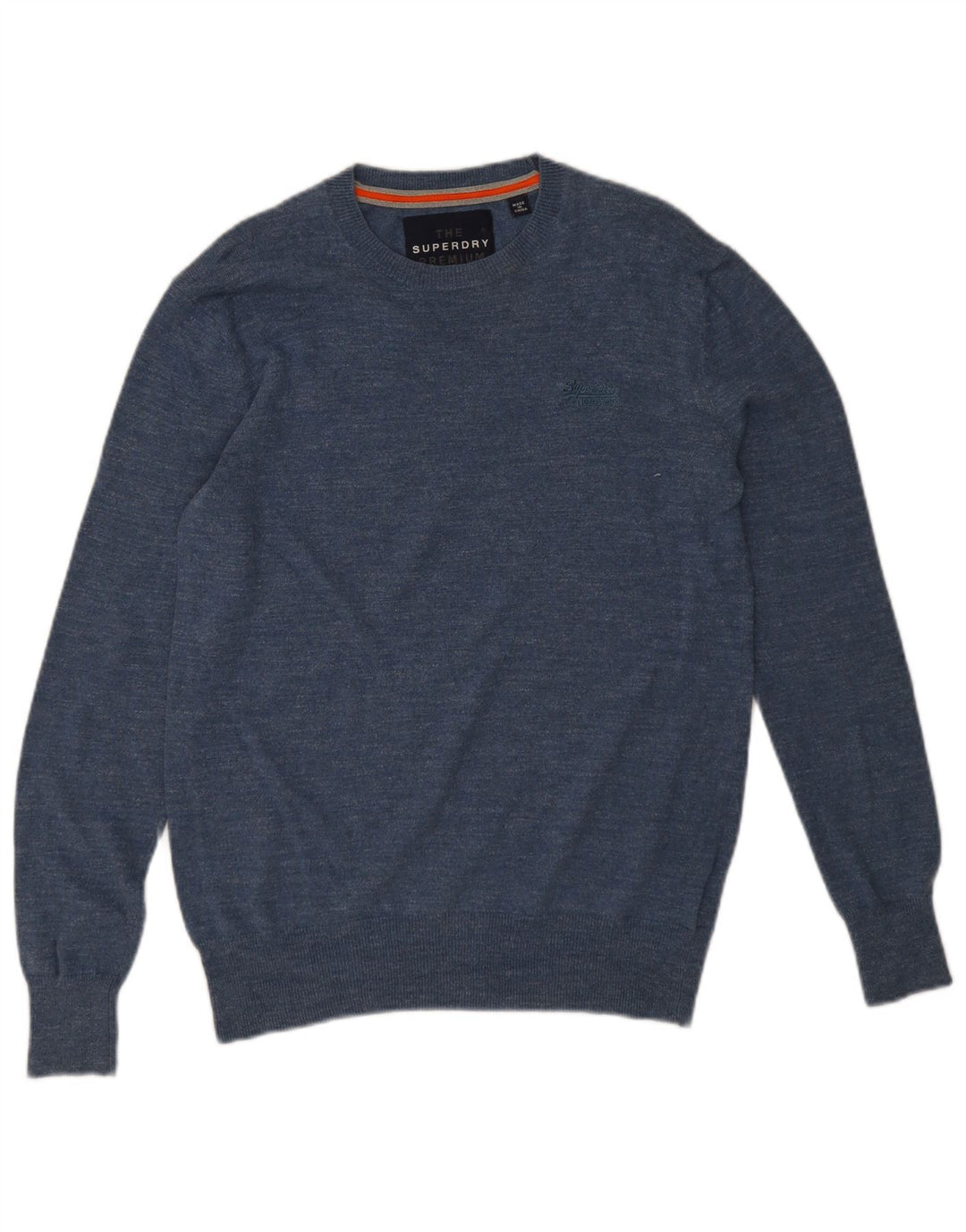 Męski sweter z okrągłym dekoltem Superdry, średnioniebieski, bawełniany