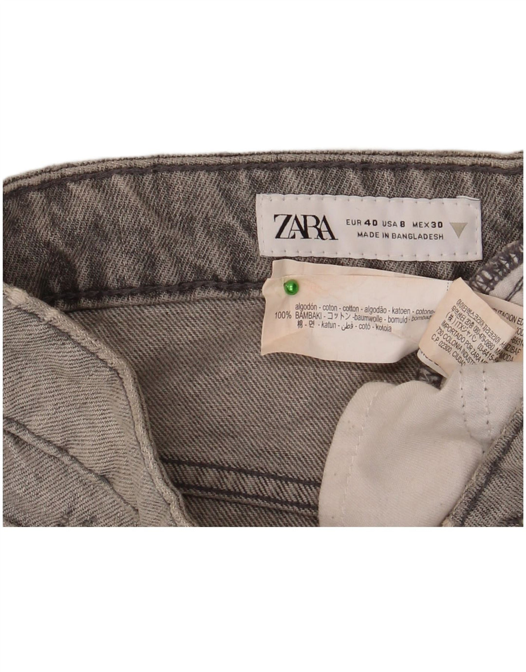 Damskie spodnie jeansowe Zara w trudnej sytuacji EU 40 Medium W30, szara bawełna