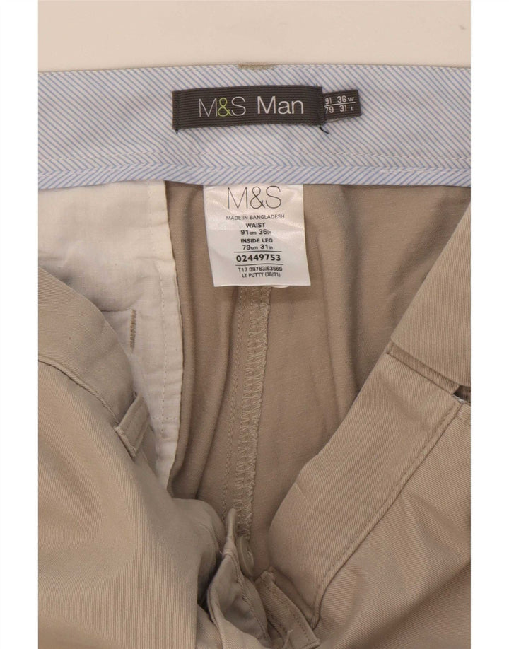 Męskie proste spodnie Chino Marks & Spencer W36 L31 Beżowy poliester