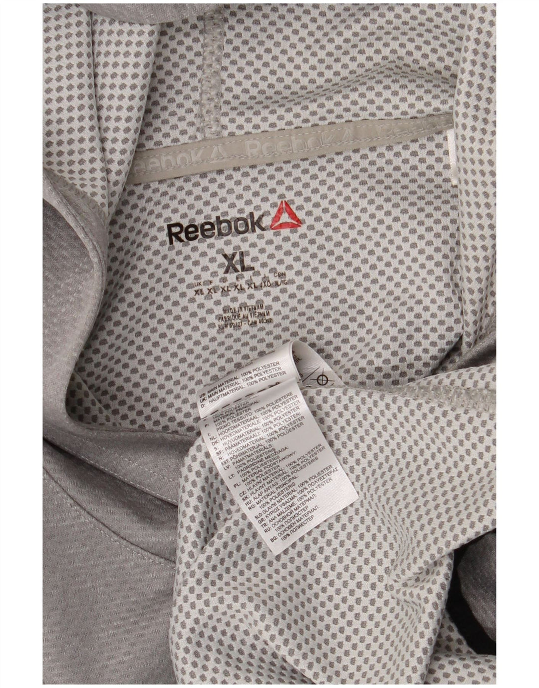 Męski sweter z kapturem i grafiką REEBOK XL, szary poliester