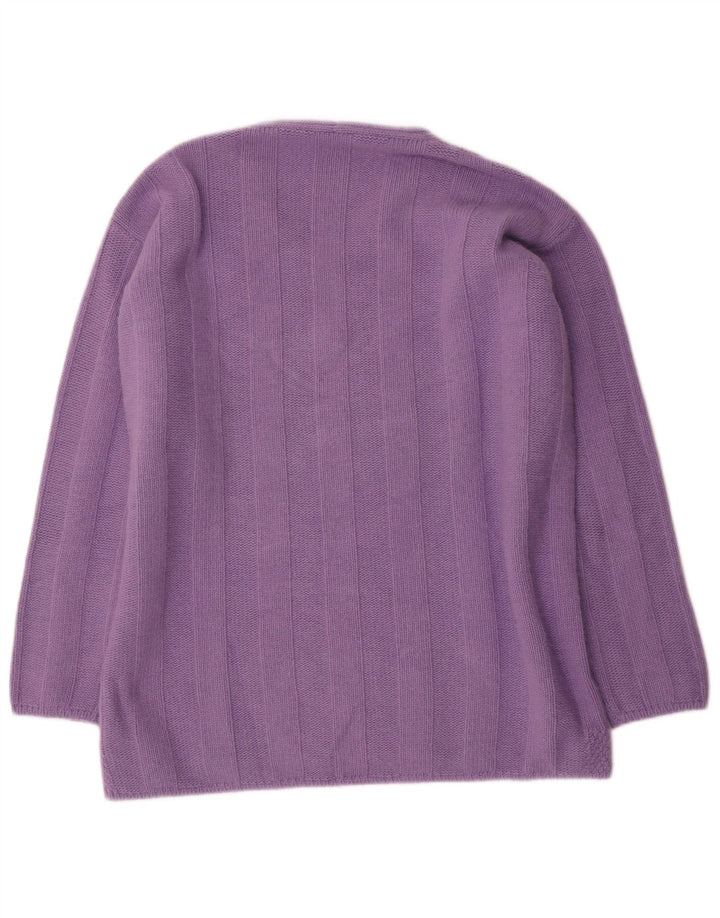 Sweter damski Raffaello z dekoltem w szpic IT 48 XL Fioletowa wełna