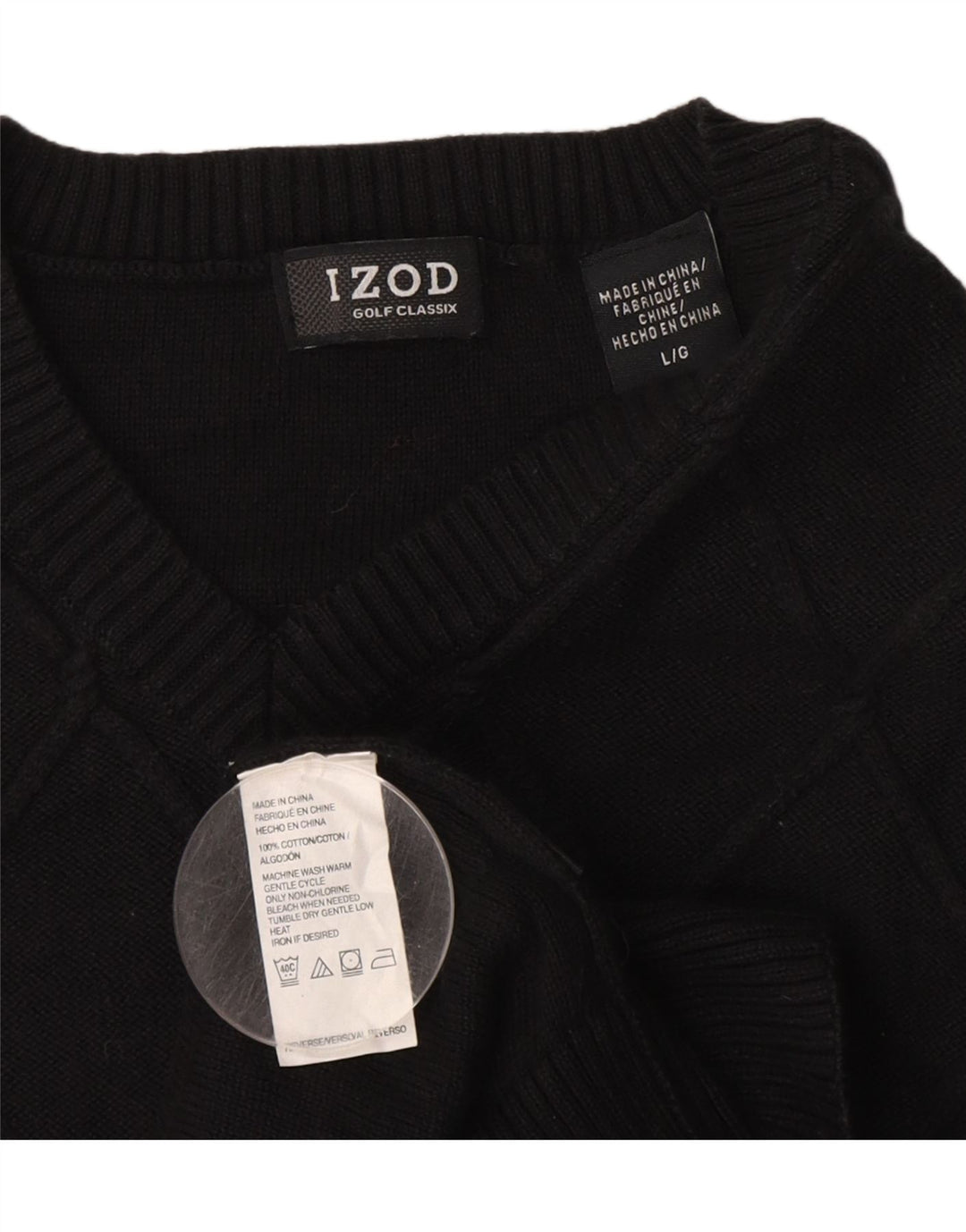 IZOD Męski podkoszulek z kamizelką, duży, granatowy Argyle/diamentowa bawełna