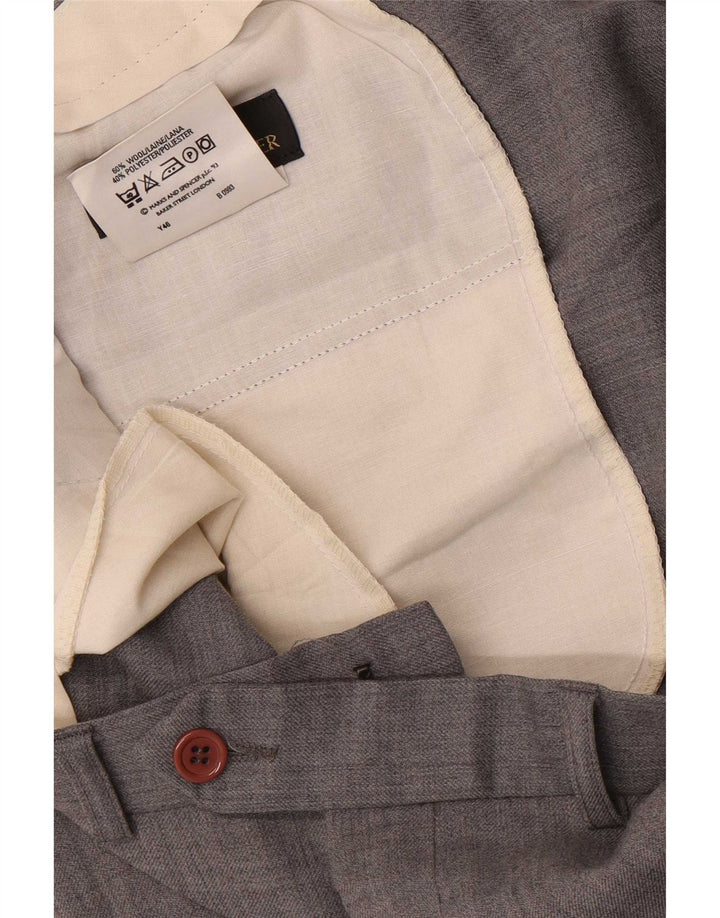 Marks & Spencer Męskie proste spodnie garniturowe W40 L29 Szara wełna