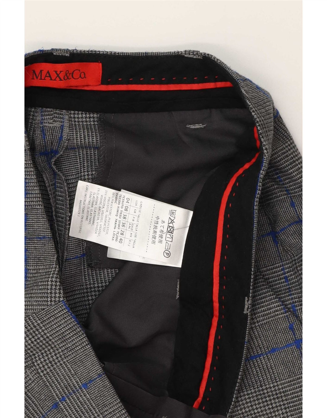Damskie spodnie chino Max & Co. UK 8 Small W28 L27 Szara pepitka