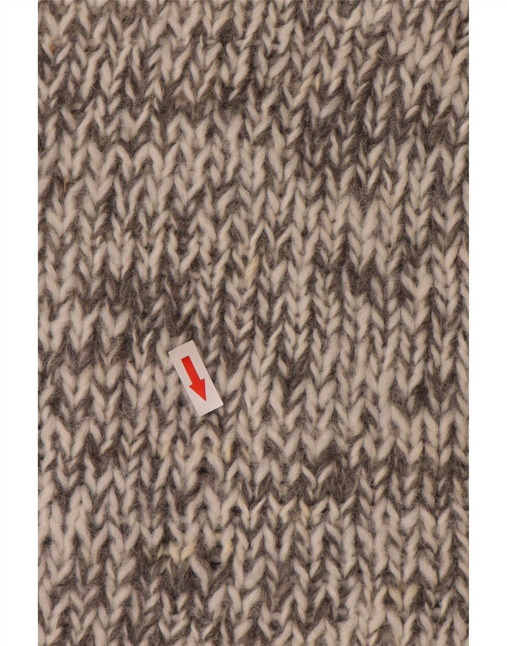 Męski sweter w stylu vintage z dekoltem w szpic, średnio szary Fair Isle