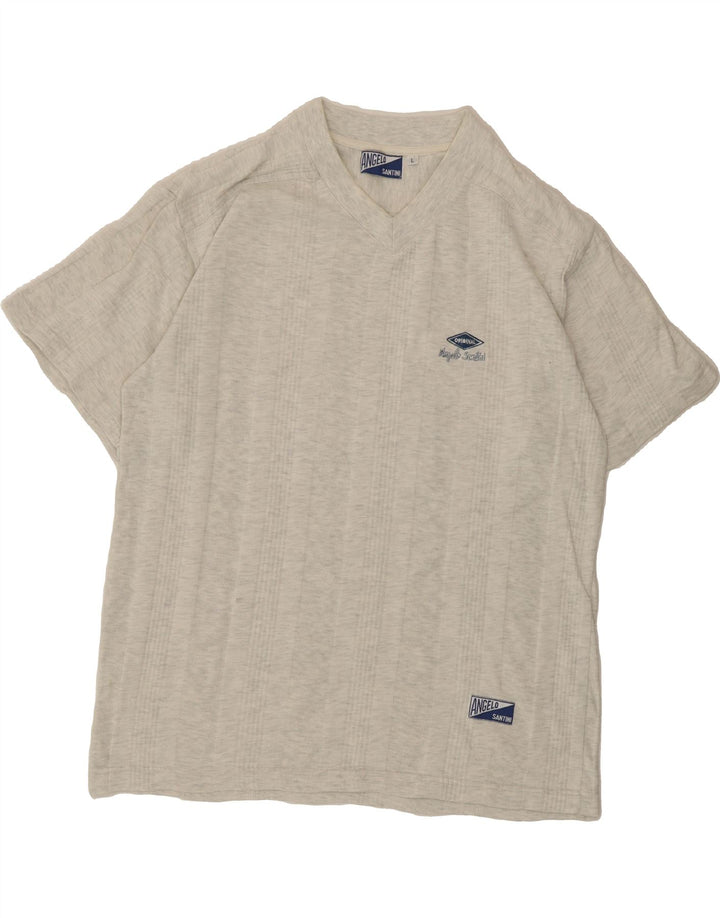 VINTAGE Mens T-Shirt Top Large Grey Cotton Vintage Vintage and Second-Hand Vintage from Messina Hembry 