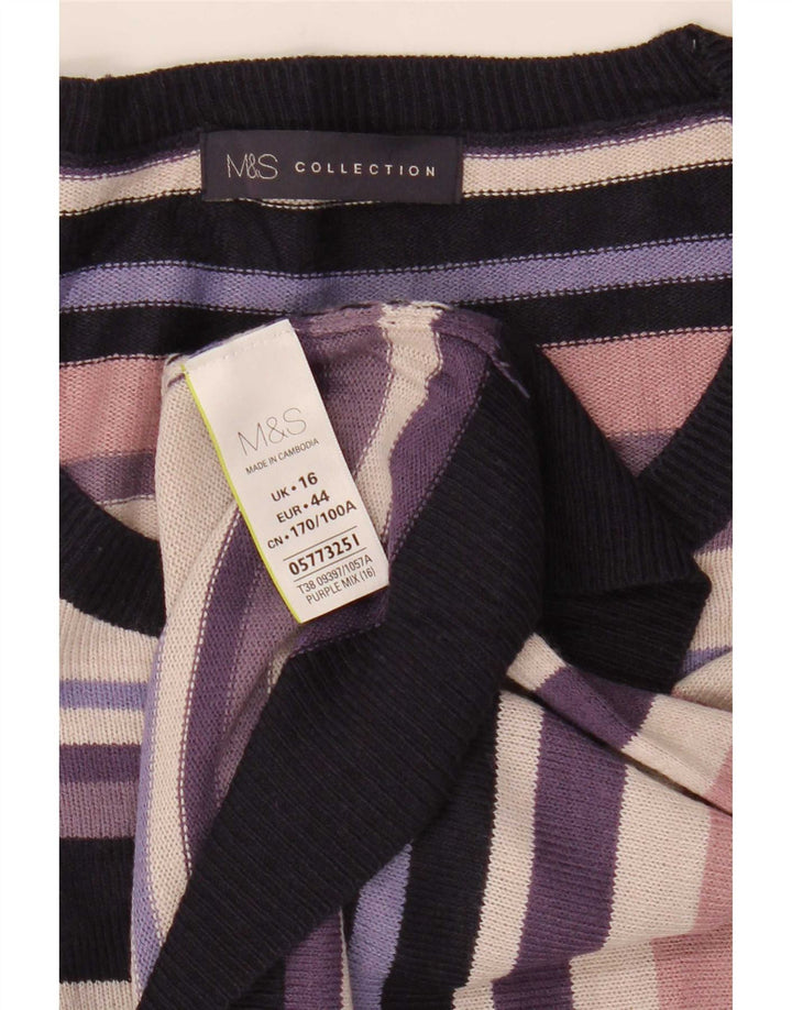 Marks & Spencer Damski sweter z dekoltem w łódkę, UK 16, duży, wielokolorowy