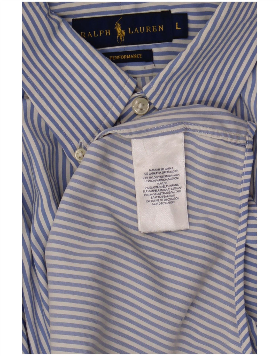 Koszula męska Ralph Lauren, duża, niebieska nylonowa w paski