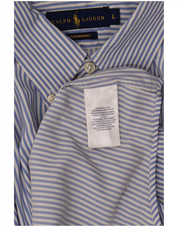 Koszula męska Ralph Lauren, duża, niebieska nylonowa w paski