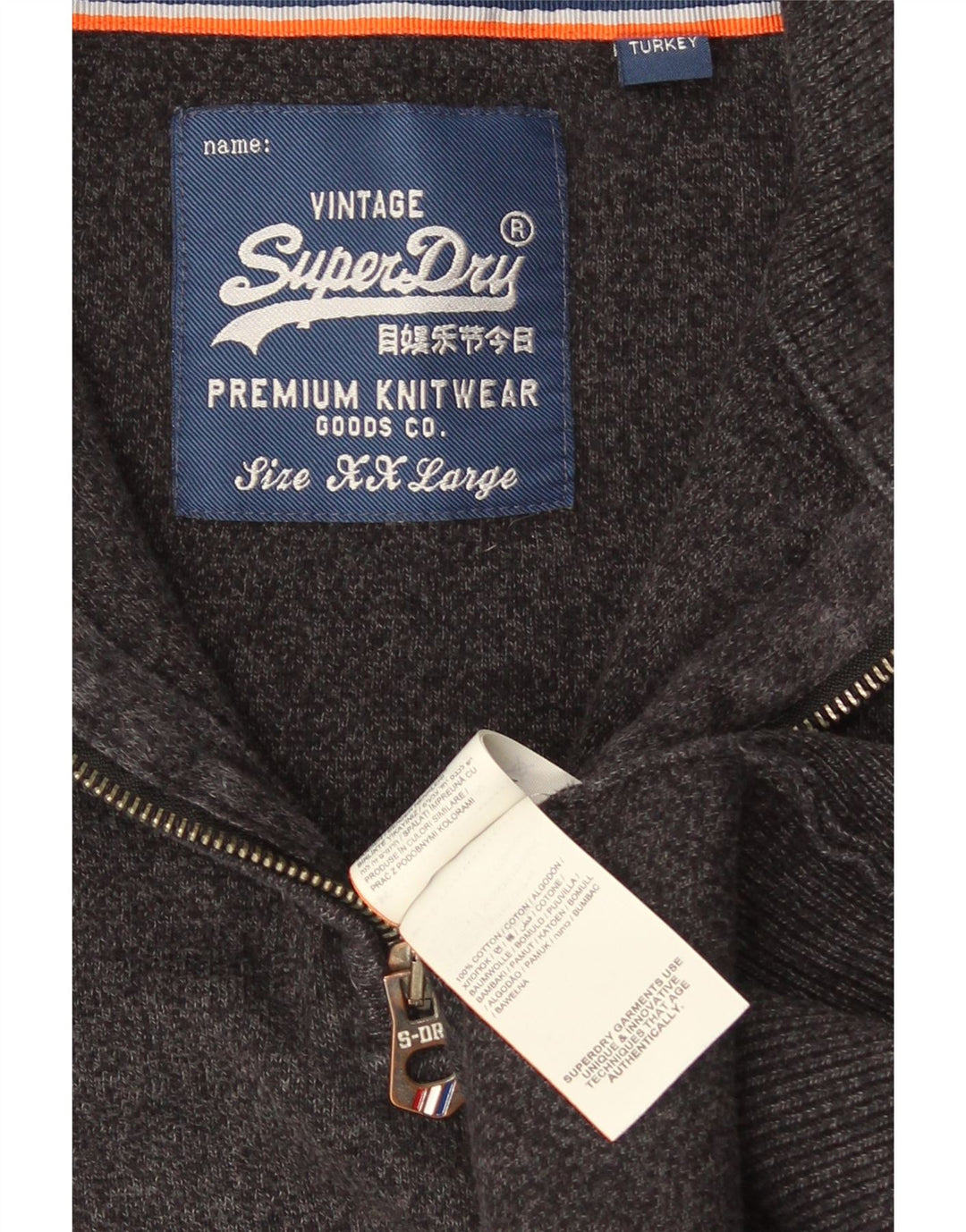 Męski sweter zapinany na zamek Superdry 2XL, szara bawełna