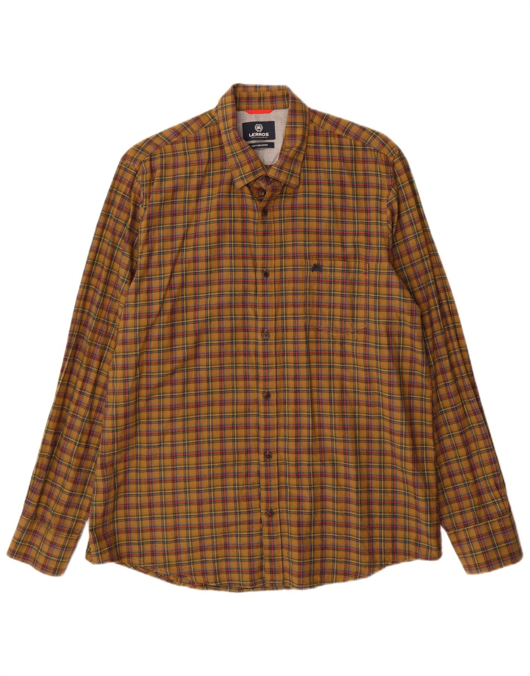 Lerros Męska koszula flanelowa XL khaki w kratę, bawełniana