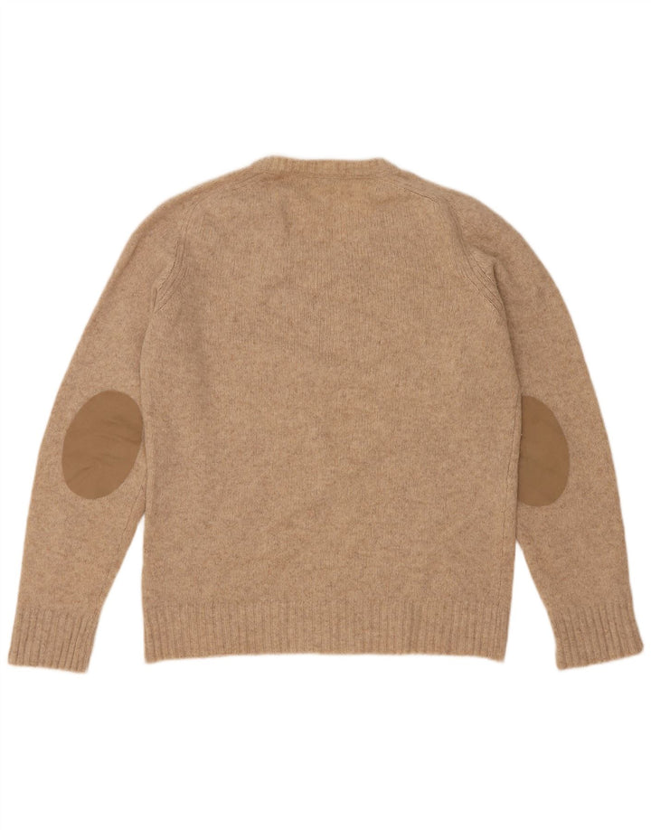 Męski sweter Zara z dekoltem w kształcie litery V, duży, beżowy, wełniany