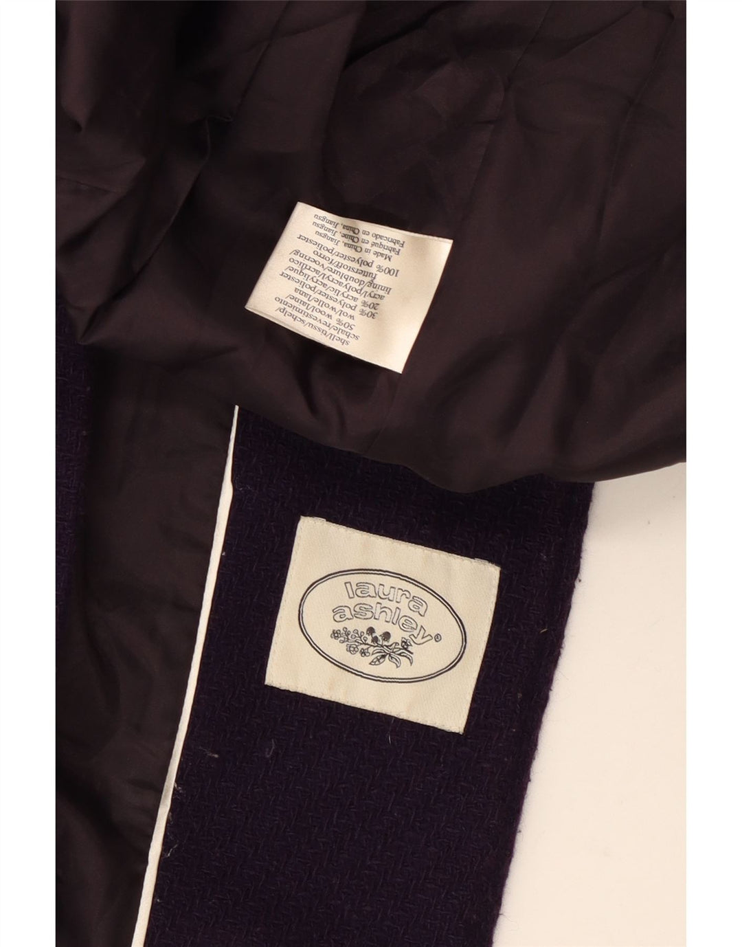 Damska budrysówka z kapturem Laura Ashley UK 14, średnia fioletowa wełna