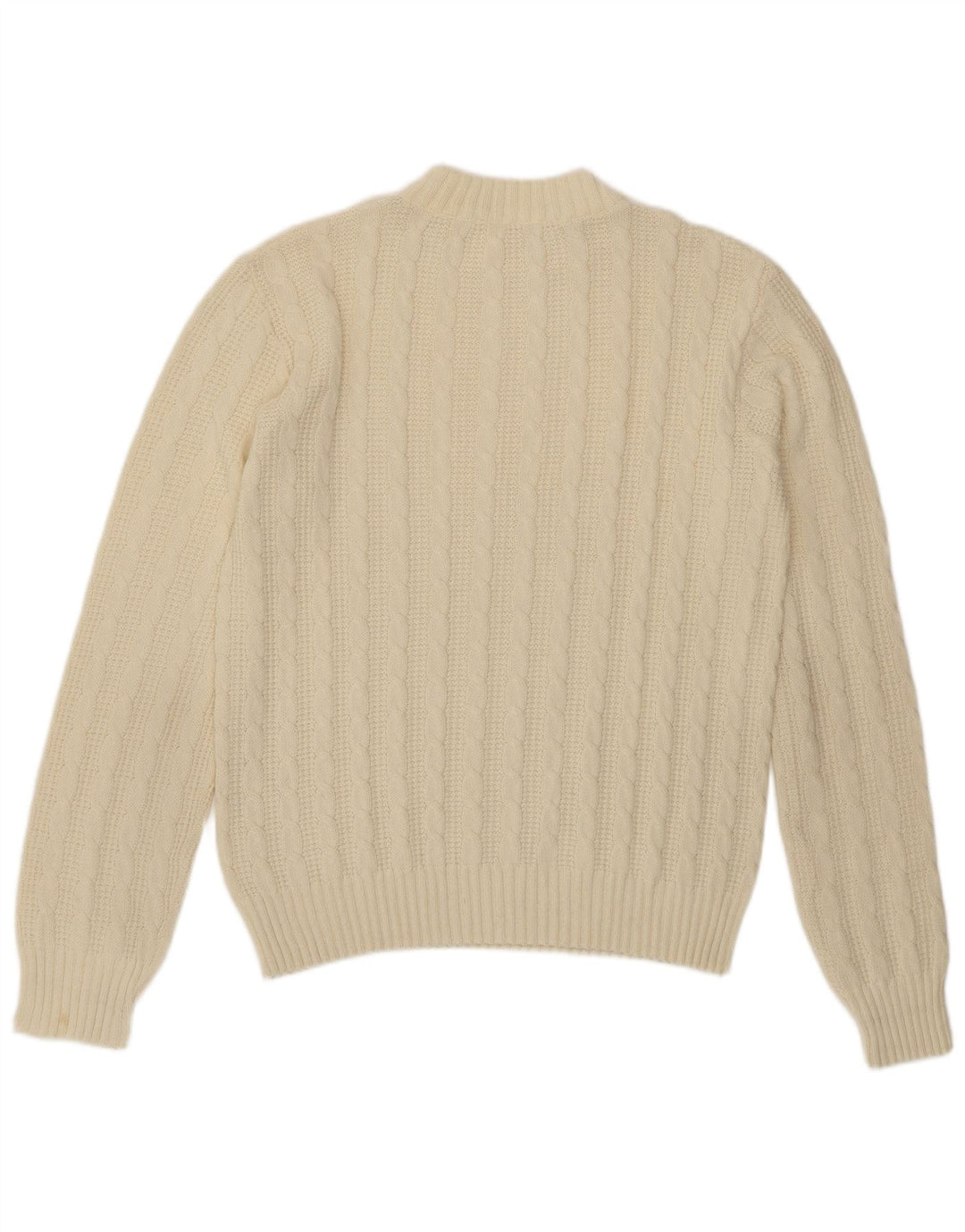 Vintage męski sweter z wycięciem pod szyją, średni złamanej bieli