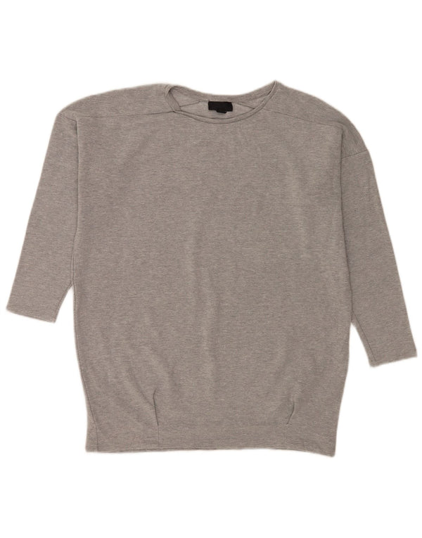 Topshop damski top oversize z rękawem 3/4 UK 12, średnioszara wiskoza