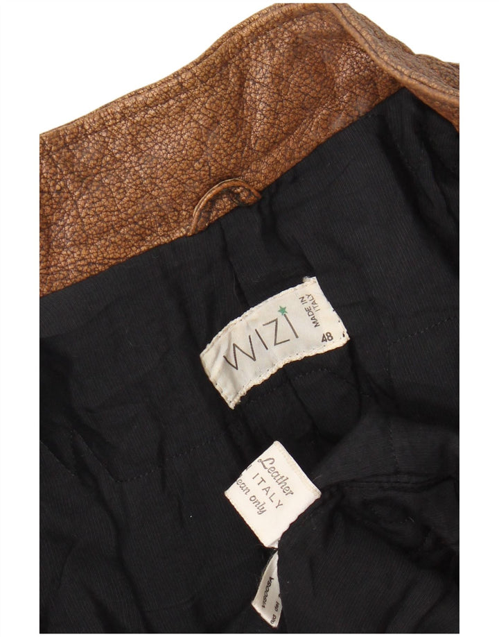 Vintage męska kurtka skórzana bomber IT 48 średnio brązowa skóra