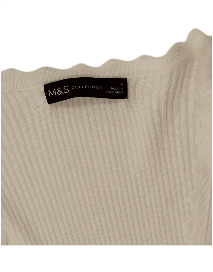 T-shirt damski Marks & Spencer Top UK 16 Large, biała wiskoza