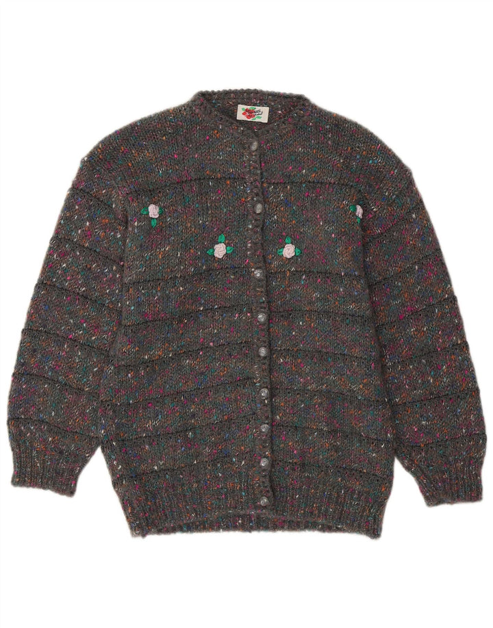 Sweter damski w stylu vintage, UK 16, duży, szary, wełniany