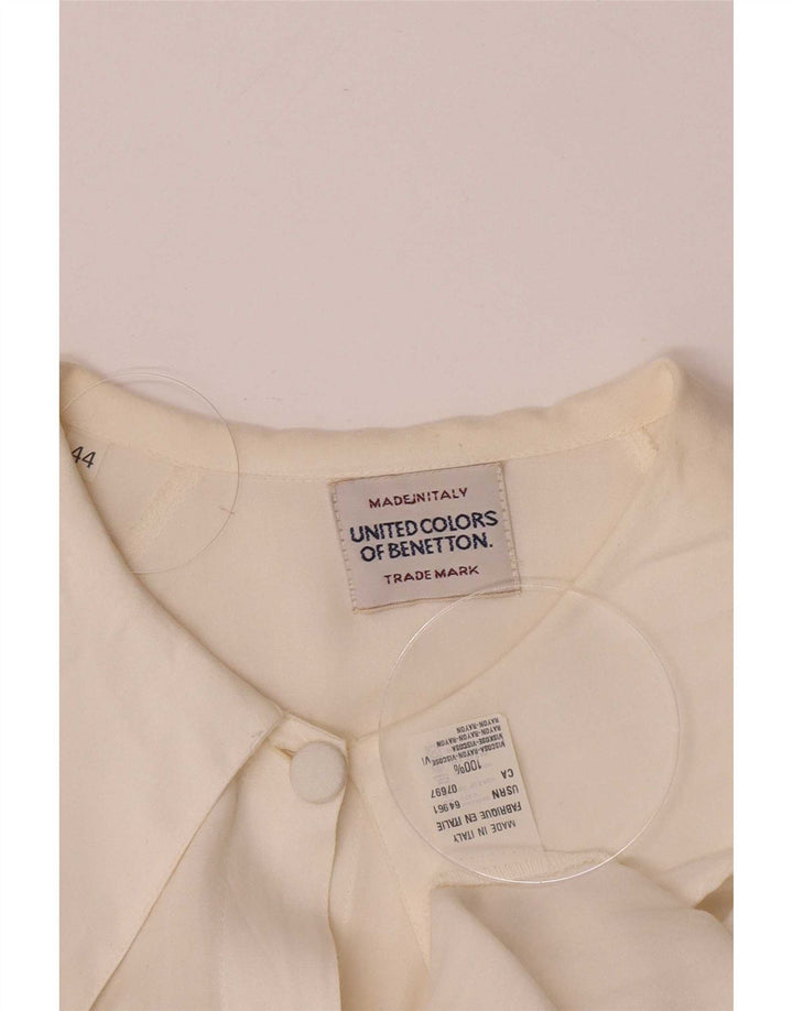 Damska bluzka koszulowa oversize Benetton IT 44 w średnim kolorze złamanej bieli, wiskoza
