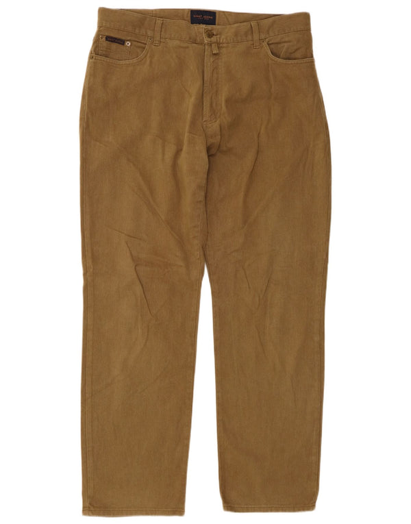 Męskie proste spodnie codzienne Gant W40 L34, bawełna khaki