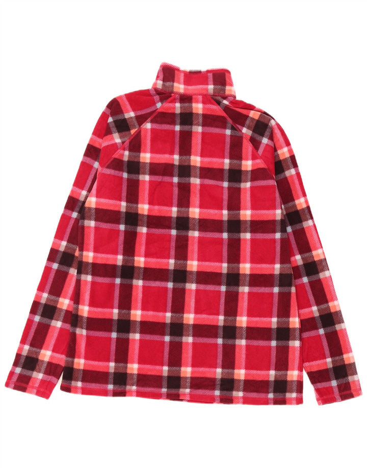 Damski sweter polarowy EDDIE BAUER z zamkiem błyskawicznym UK 14, poliester w czerwoną kratę