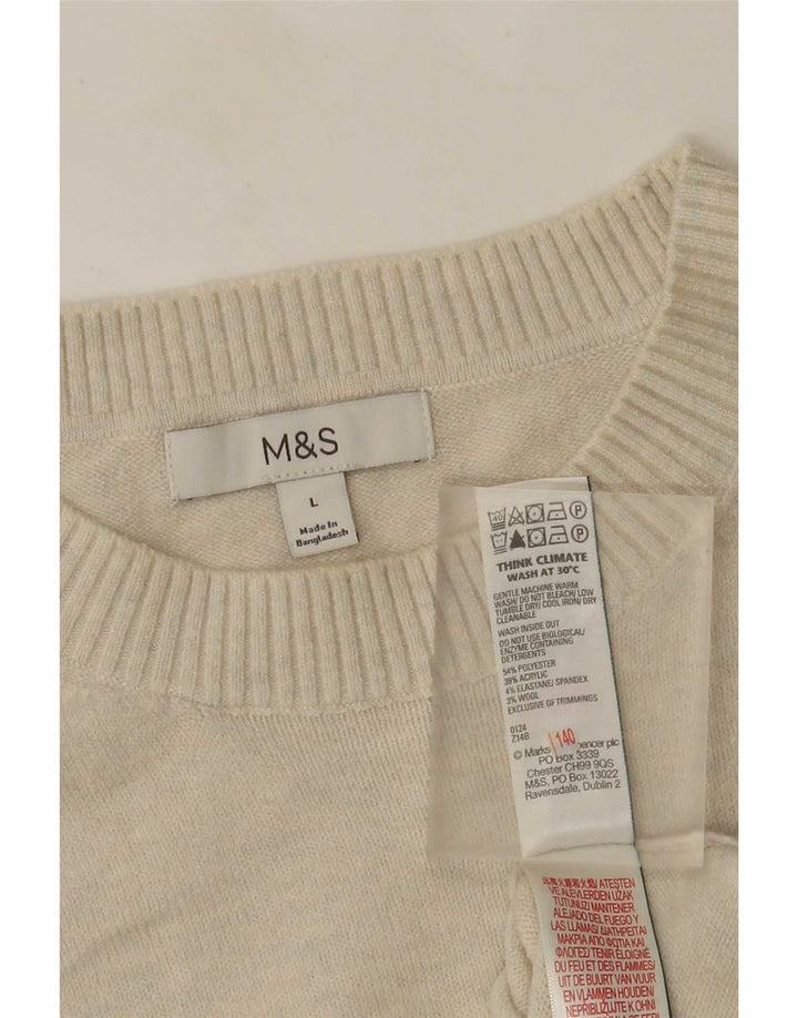 Marks & Spencer Damski podkoszulek z kamizelką UK 16, duży, w kolorze złamanej bieli, nakrapiany