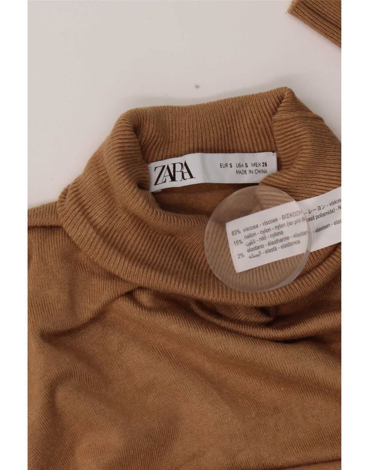 Damski sweter z golfem Zara UK 10 Small Brown Wiskoza