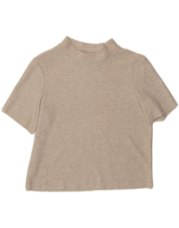 T-shirt damski Zara Top UK 14 średni beż nakrapiany