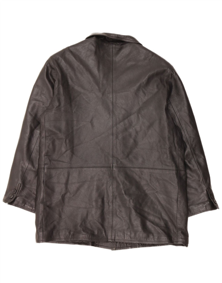 Damski płaszcz skórzany VINTAGE IT 48 XL Czarna skóra