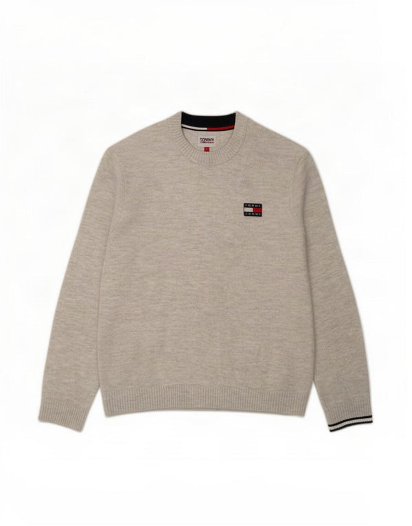 Tommy Hilfiger Mens Crew Neck Jumper Sweater Medium Grey Acrylic
