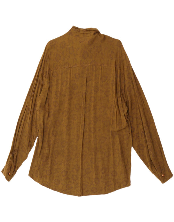 Koszula męska Vintage XL w kolorze khaki z wiskozy w kwiaty