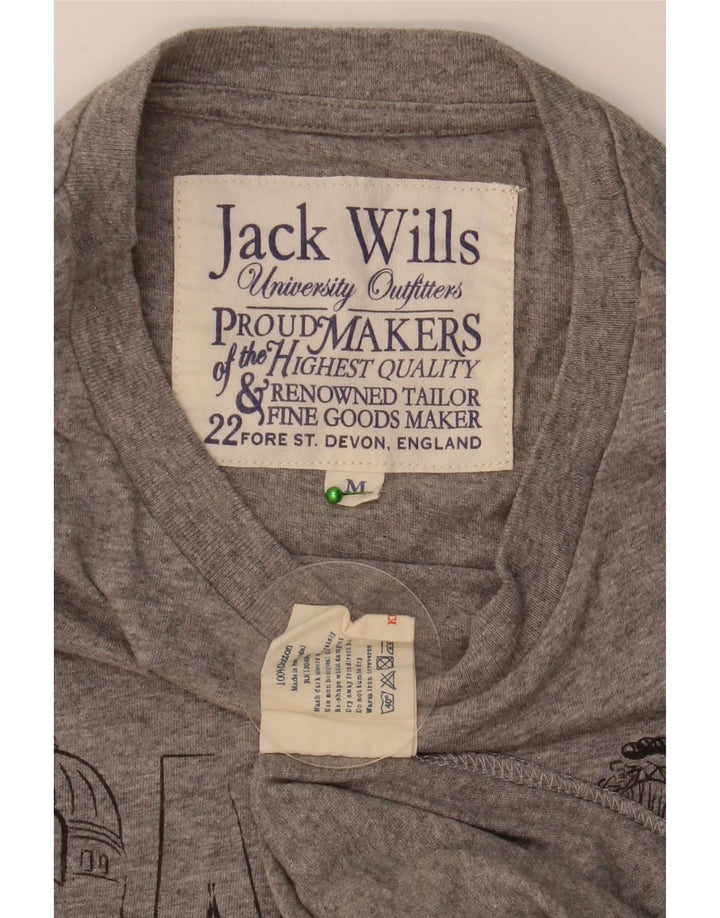 Męski T-shirt z grafiką JACK WILLS Średni szary, bawełniany nakrapiany