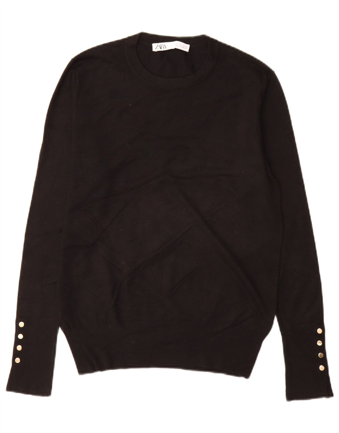 Sweter damski Zara z okrągłym dekoltem UK 14, duży, czarny