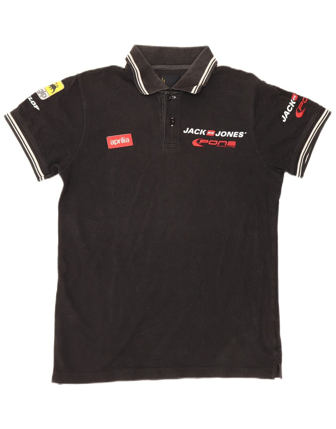 Męska koszulka polo Jack & Jones z grafiką, mała, czarna, bawełniana