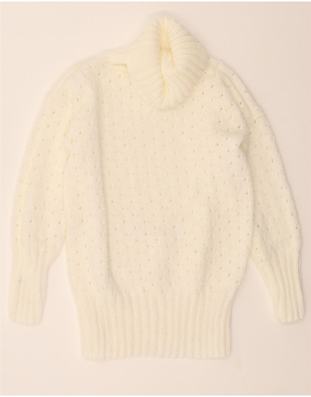 VINTAGE Womens Roll Neck Jumper Sweater UK 16 Large White Vintage Vintage and Second-Hand Vintage from Messina Hembry 