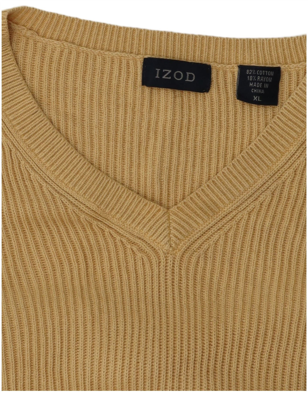 IZOD Męski sweter z dekoltem w kształcie litery V, XL, beżowy, bawełniany