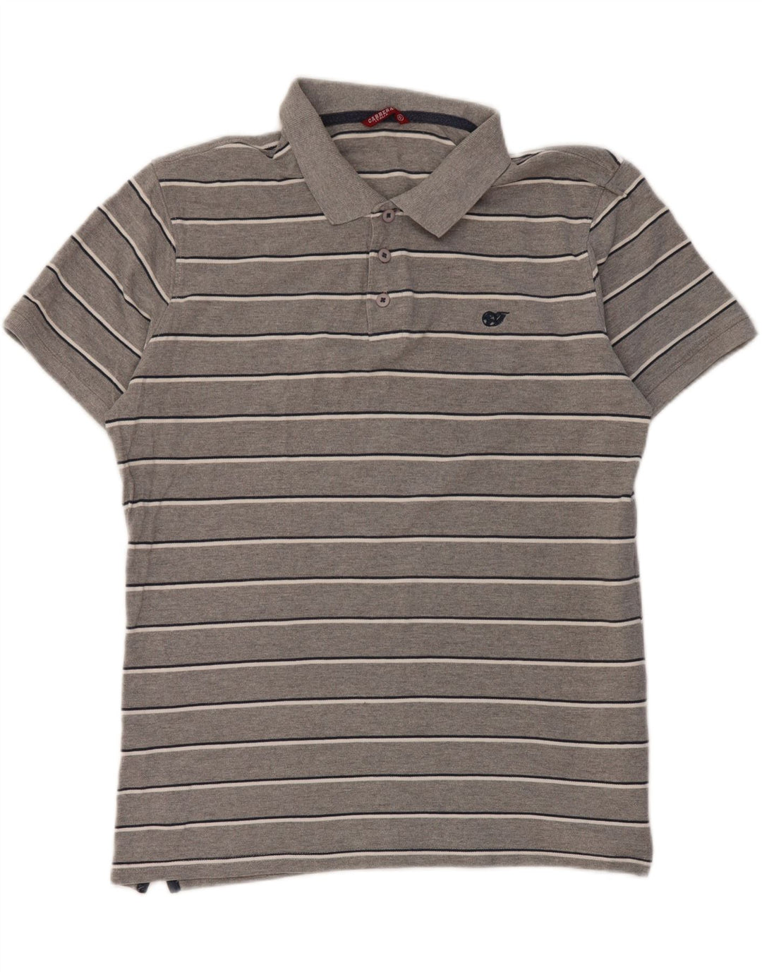 CARRERA Mens Polo Shirt XL Grey Striped Cotton Vintage Carrera and Second-Hand Carrera from Messina Hembry 