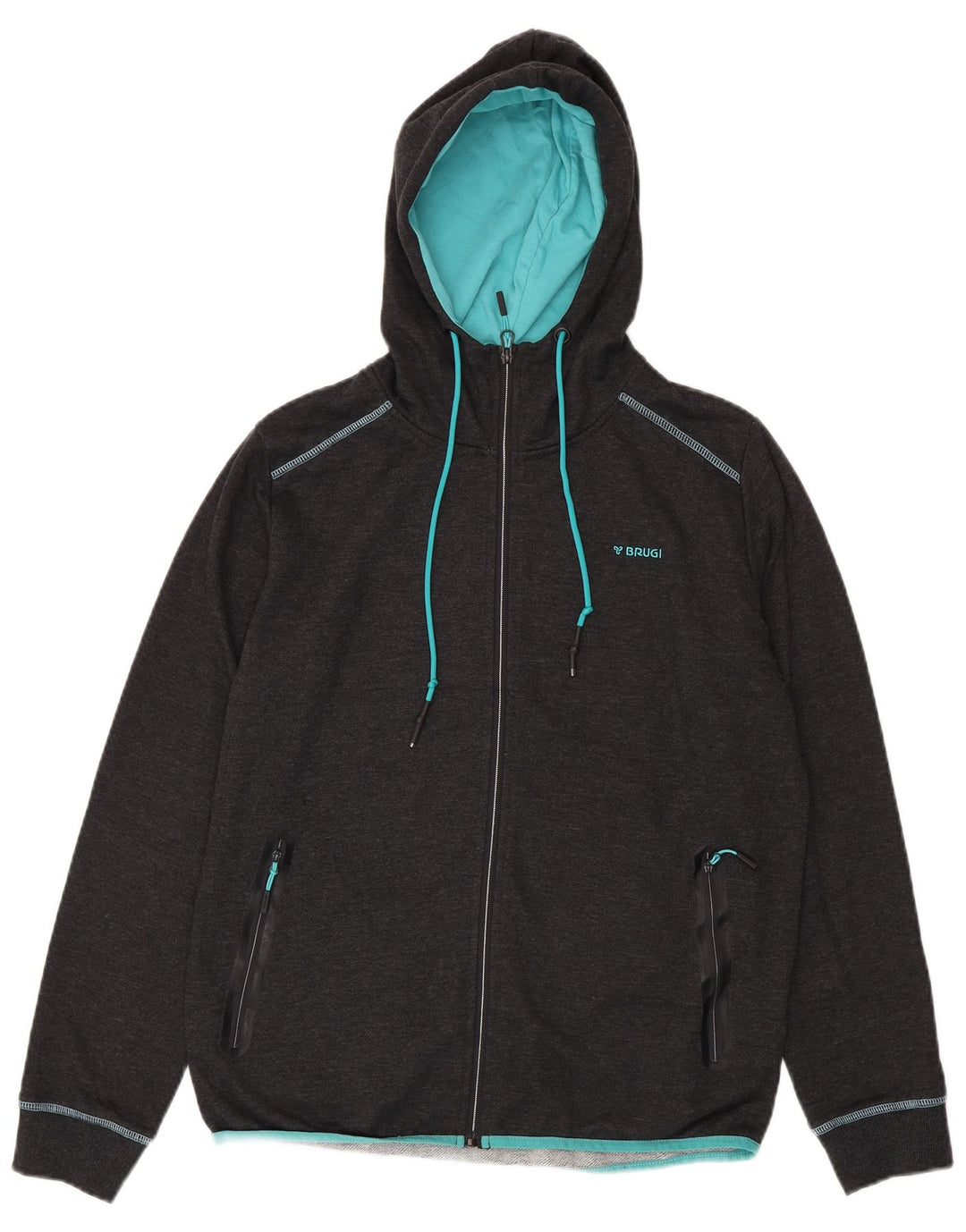 BRUGI Damski sweter z kapturem i zamkiem UK 18 XL, szary